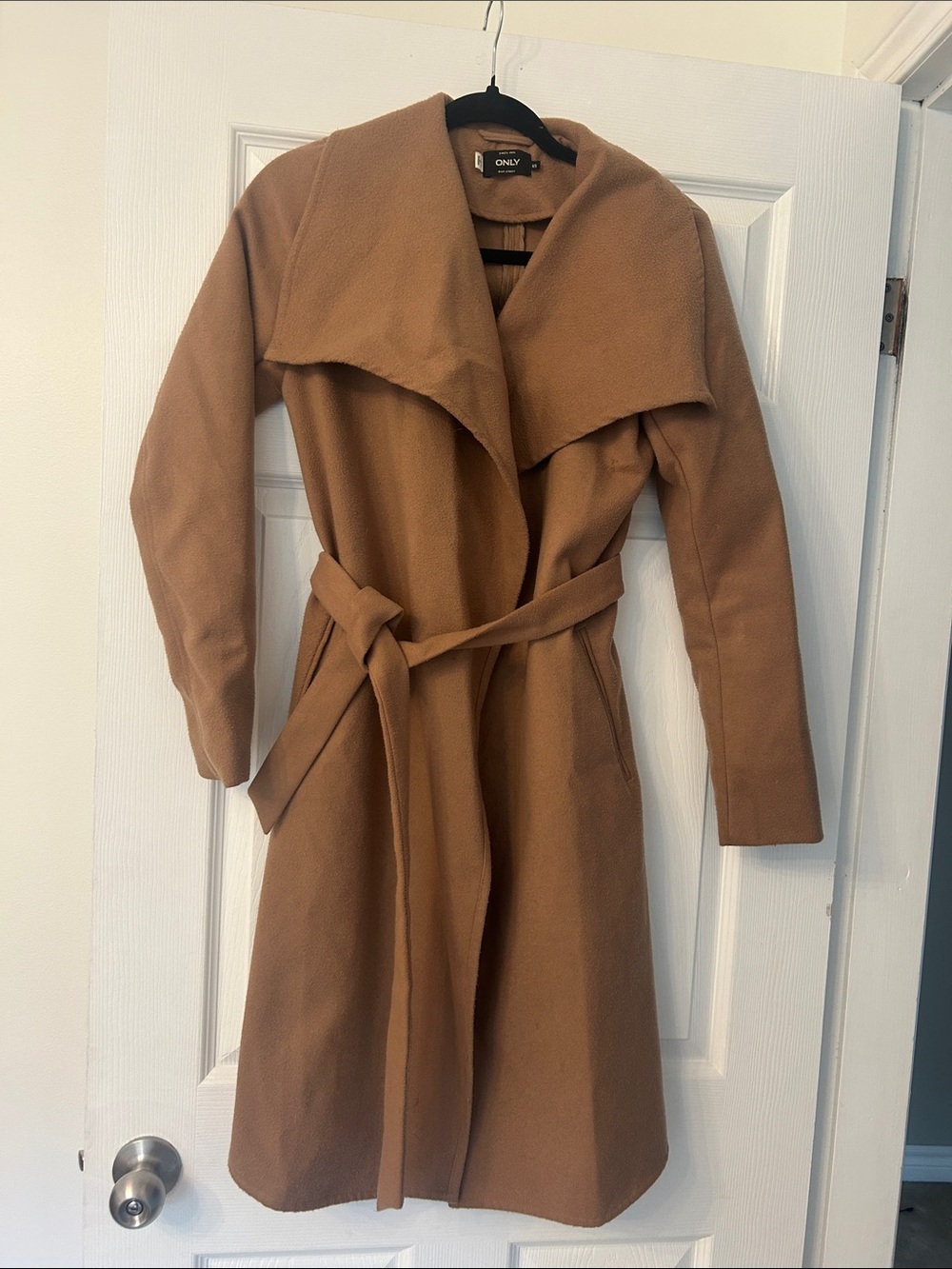 ONLY Camel Wrap Trench Coat with Belt